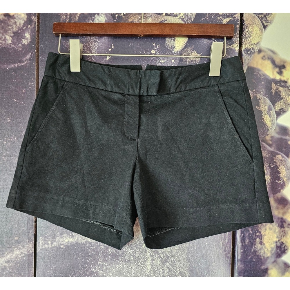 Theory Black Cotton Blend Tailored Mid-Rise Shorts Size 2 Made in USA